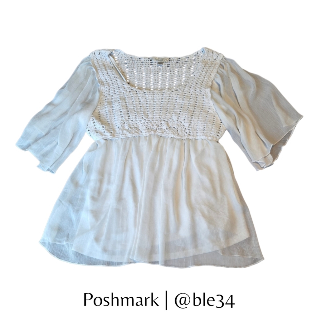 *SALE* Dressbarn White Boho Crochet Lightweight Blouse